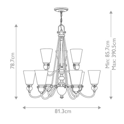 Hinkley - Kattokruunu ketjussa MAYFLOWER 9xE27/60W/230V