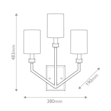 Hinkley - Seinävalaisin MOORE 3xE14/40W/230V kullanvärinen