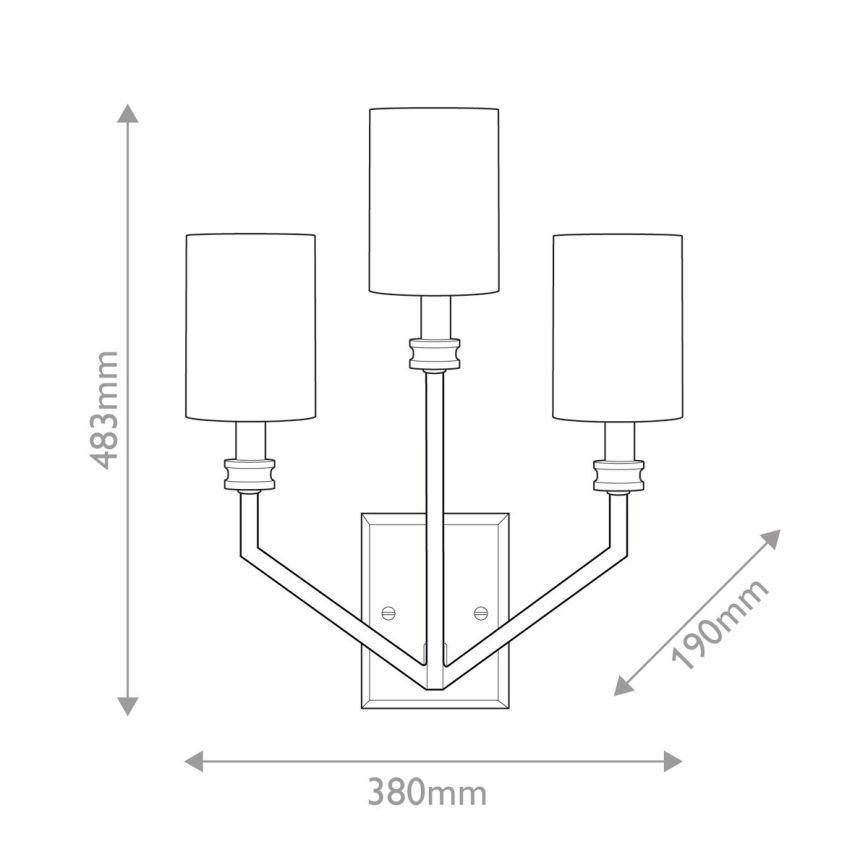 Hinkley - Seinävalaisin MOORE 3xE14/40W/230V kullanvärinen