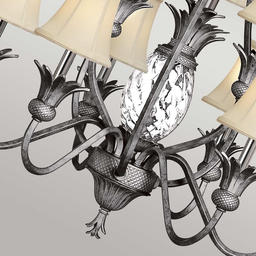 Hinkley - Kattokruunu ketjussa PLANTATION 10xE14/40W/230V hopea