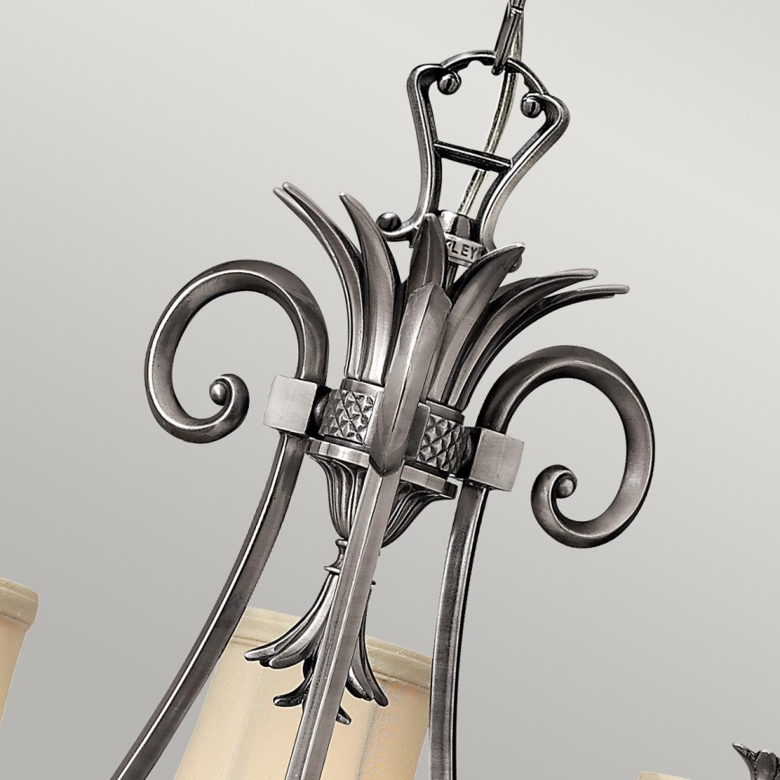 Hinkley - Kattokruunu ketjussa PLANTATION 4xE14/40W/230V hopea