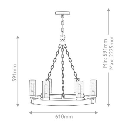 Hinkley - Ketjulla ripustettava kattokruunu SAWYER 6xE14/40W/230V ruskea