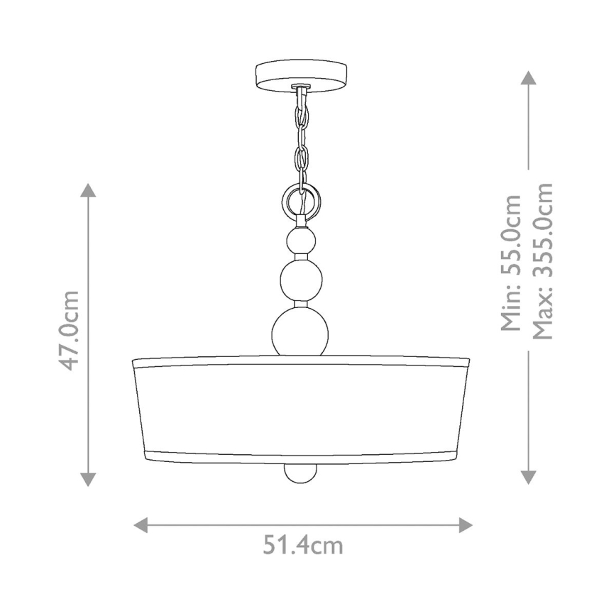 Hinkley - Kattokruunu ketjussa ZELDA 3xE27/60W/230V messinki