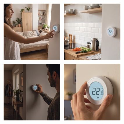 Huoneen manuaalinen termostaatti 230V/6A 2xAA valkoinen