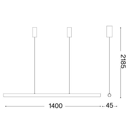 Ideal Lux - LED himmennettävä riippuvalaisin vaijerilla DORICA LED/35W/230V CRI 90 140 cm messinki