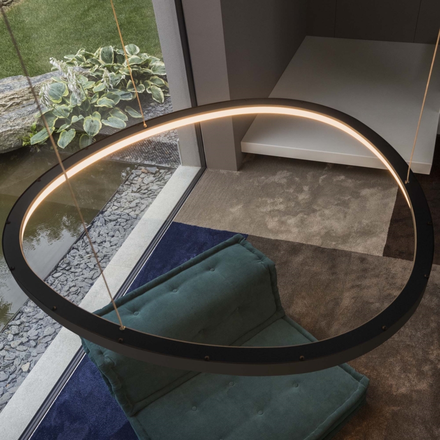Ideal Lux - GEMINI LED -riippuvalaisin vaijerilla, 36W/230V, 4000K, halkaisija 42,5 cm, CRI 90, musta