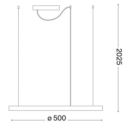 Ideal Lux - Himmennettävä LED-kattokruunu johdossa ORACLE SLIM LED/28W/230V 4000K halkaisija 50 cm CRI 90 valkoinen
