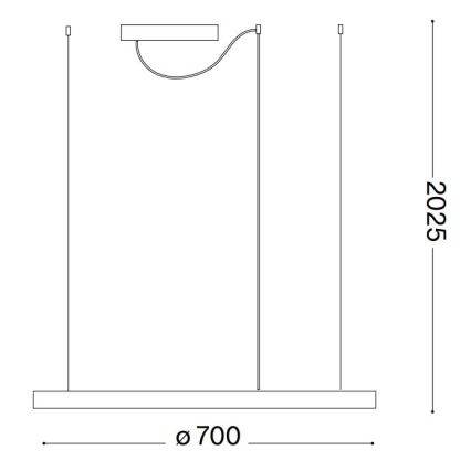 Ideal Lux - Himmennettävä LED-kattokruunu johdossa ORACLE SLIM LED/40W/230V 4000K halkaisija 70 cm CRI 90 musta