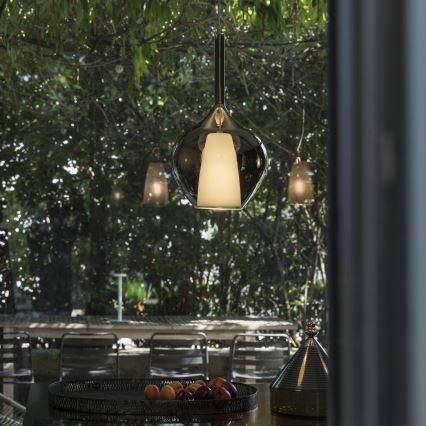 Ideal Lux - KALIQUE vaijerikiinnitteinen riippuvalaisin 1xE27/42W/230V Ø 18 cm savunmusta