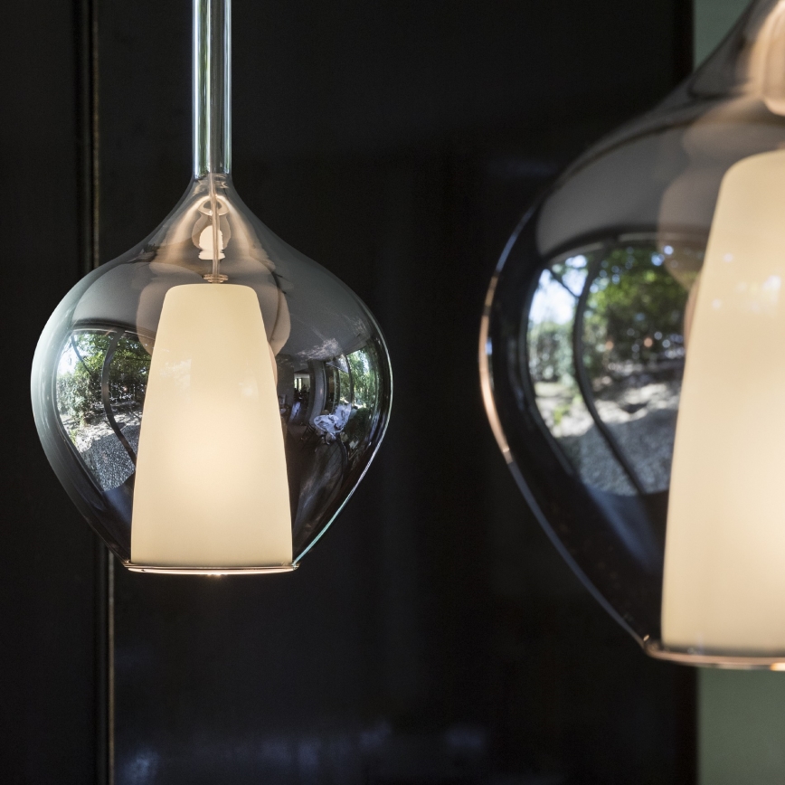 Ideal Lux - KALIQUE vaijerikiinnitteinen riippuvalaisin 1xE27/42W/230V Ø 18 cm savunmusta