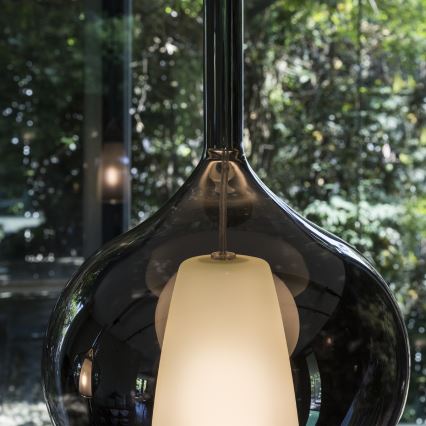 Ideal Lux - KALIQUE vaijerikiinnitteinen riippuvalaisin 1xE27/42W/230V Ø 18 cm savunmusta