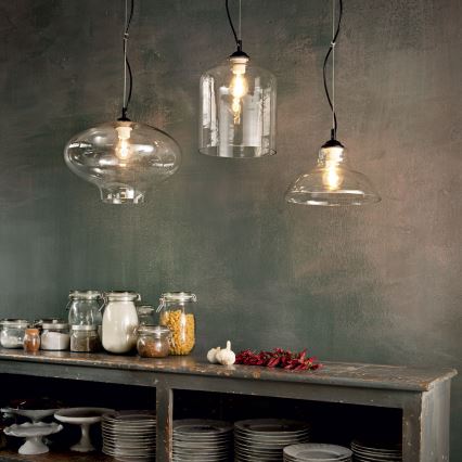 Ideal Lux - Kattokruunu johdossa BISTRO 1xE27/60W/230V halkaisija 24 cm savuinen