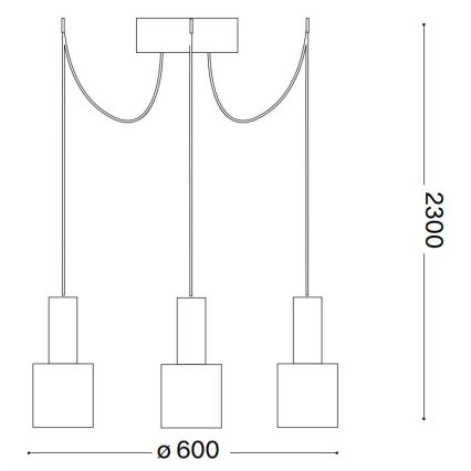 Ideal Lux - Kattokruunu johdossa HOLLY 3xE27/60W/230V hämähäkki musta
