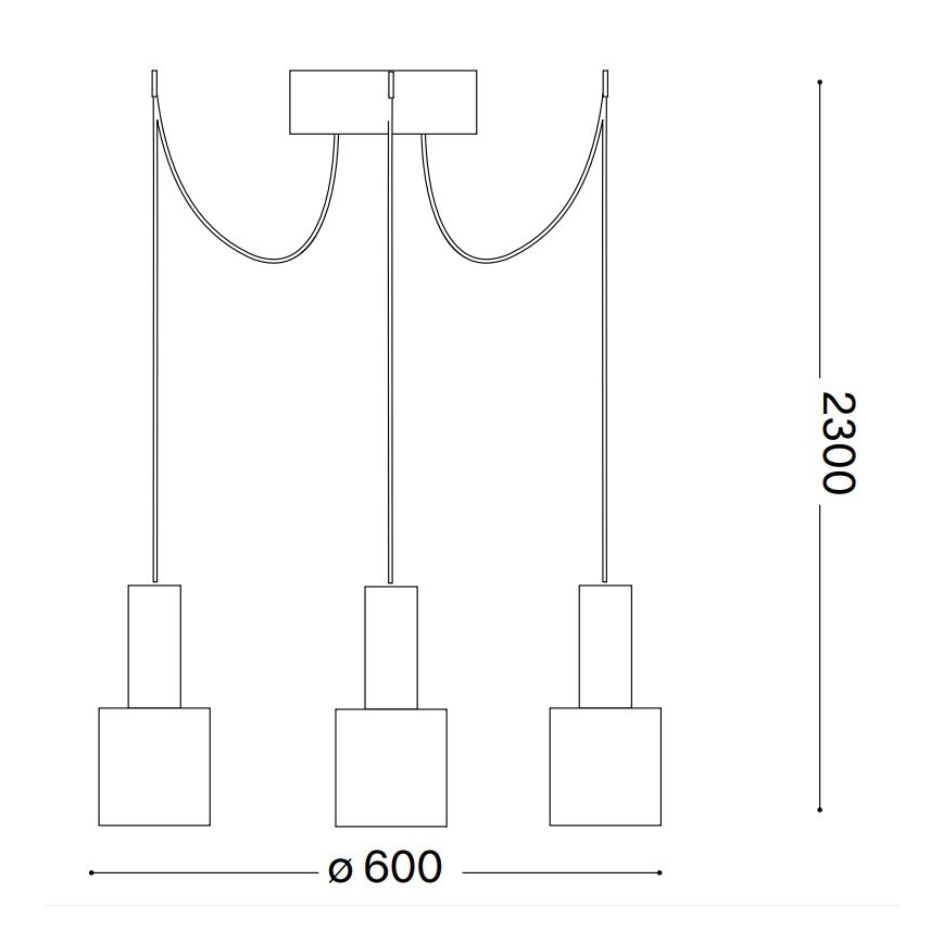 Ideal Lux - Kattokruunu johdossa HOLLY 3xE27/60W/230V hämähäkki musta