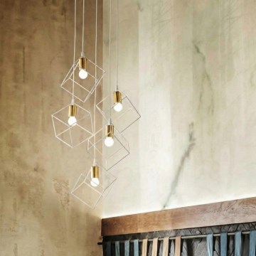 Ideal Lux - Kattokruunu johdossa ICE 5xE27/60W/230V halkaisija 50 cm valkoinen