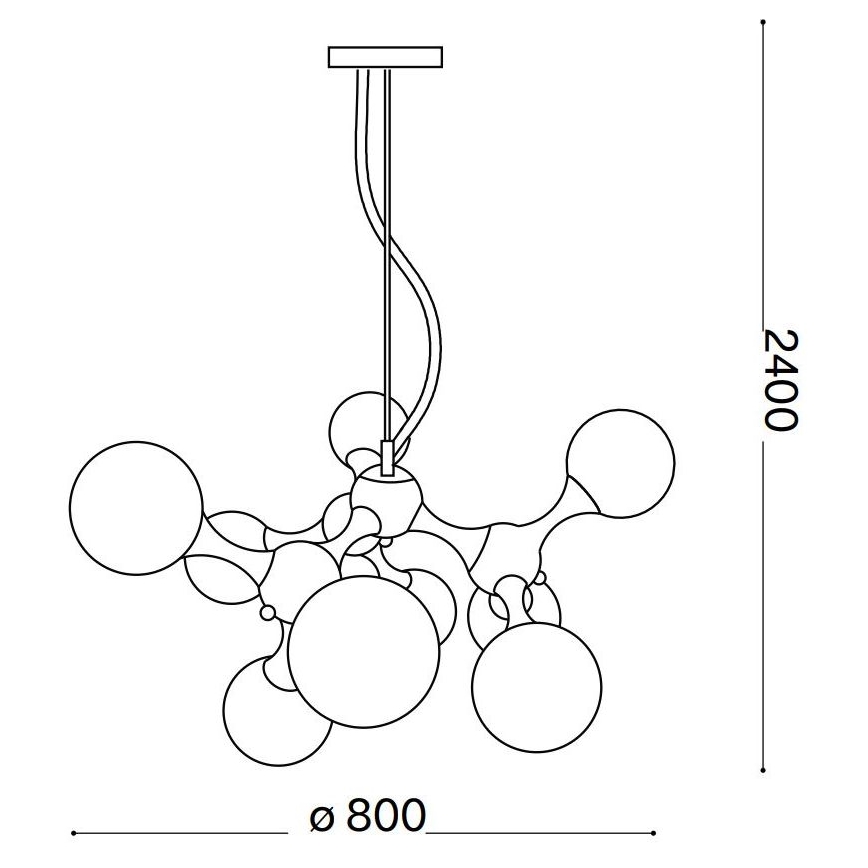 Ideal Lux - Kattokruunu johdossa NODI 9xE14/28W/230V messinki