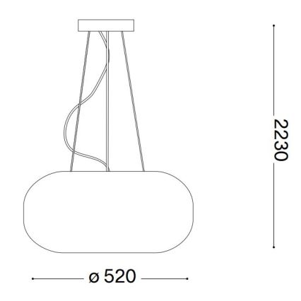 Ideal Lux - Kattokruunu johdossa ULISSE 3xE27/60W/230V halkaisija 52 cm valkoinen