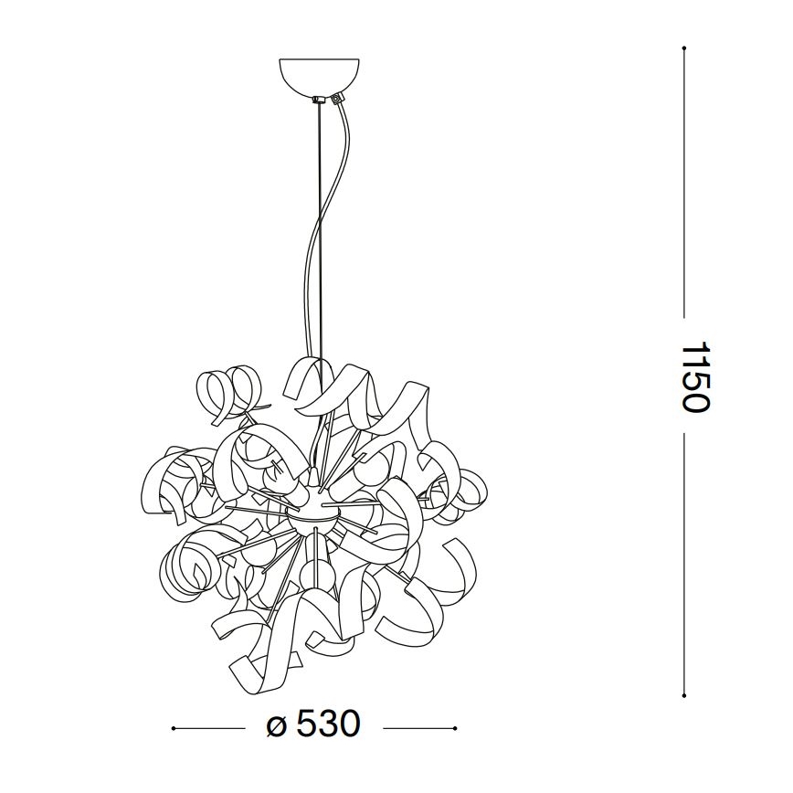 Ideal Lux - Kattokruunu johdossa VORTEX 6xE14/40W/230V halkaisija 53 cm hopea/patina