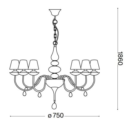 Ideal Lux - Kattokruunu ketjussa BLANCHE 6xE14/40W/230V halkaisija 75 cm valkoinen