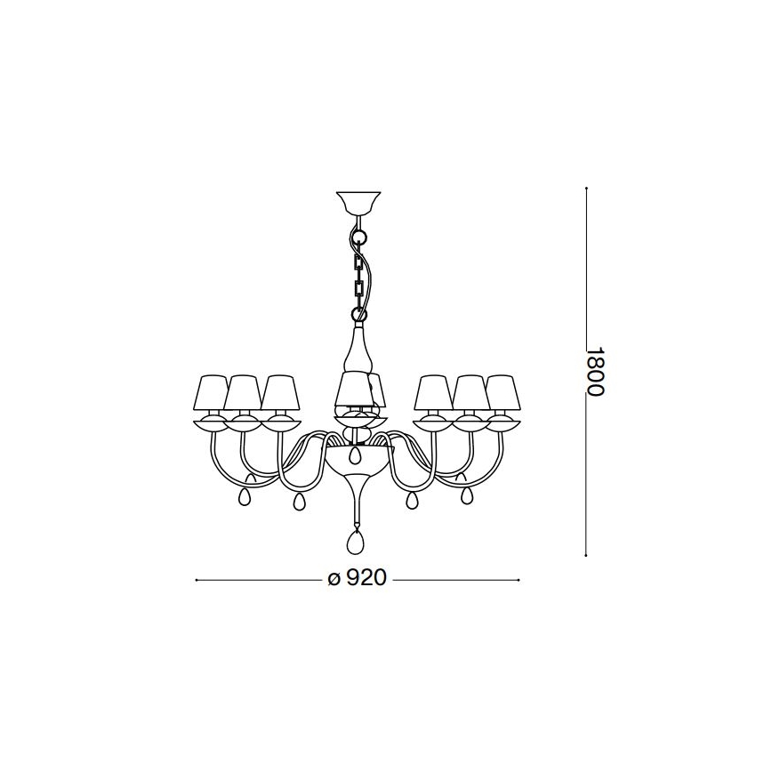 Ideal Lux - Kattokruunu ketjussa BLANCHE 8xE14/40W/230V halkaisija 92 cm musta