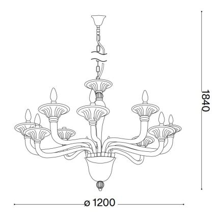 Ideal Lux - Kattokruunu ketjussa BRIGITTA 12xE14/40W/230V halkaisija 120 cm messinki