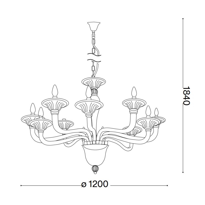 Ideal Lux - Kattokruunu ketjussa BRIGITTA 12xE14/40W/230V halkaisija 120 cm messinki