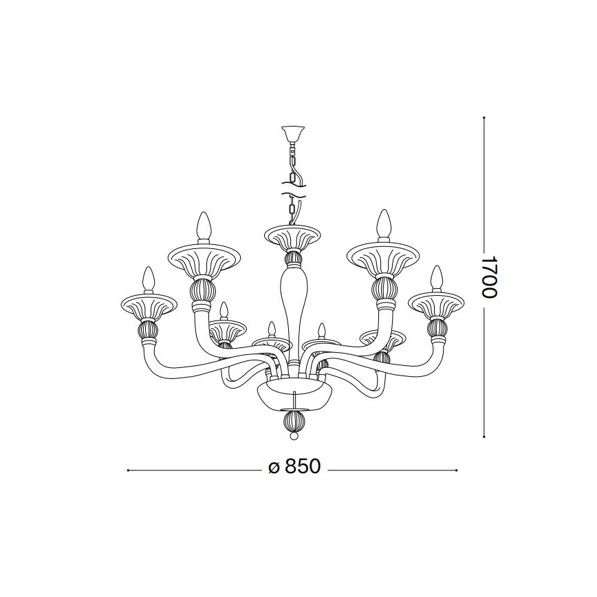 Ideal Lux - Kattokruunu ketjussa DANIELI 8xE14/40W/230V halkaisija 85 cm messinki