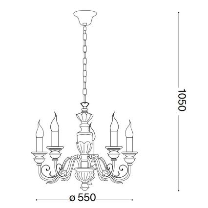 Ideal Lux - Kattokruunu ketjussa FIRENZE 5xE14/40W/230V halkaisija 55 cm valkoinen/kulta