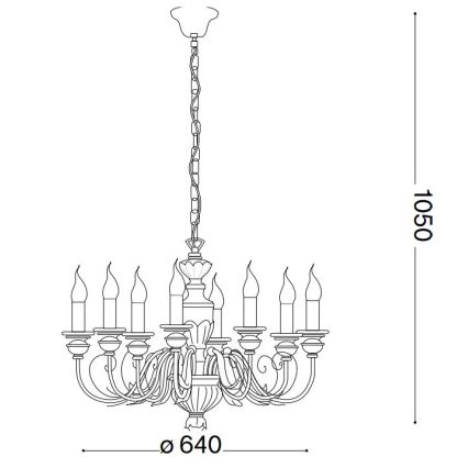 Ideal Lux - Kattokruunu ketjussa FIRENZE 8xE14/40W/230V halkaisija 64 cm kulta