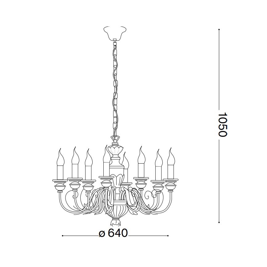 Ideal Lux - Kattokruunu ketjussa FIRENZE 8xE14/40W/230V halkaisija 64 cm kulta