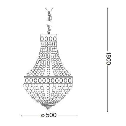 Ideal Lux - Kattokruunu ketjussa MONET 6xE14/40W/230V halkaisija 50 cm hamppu/valkoinen