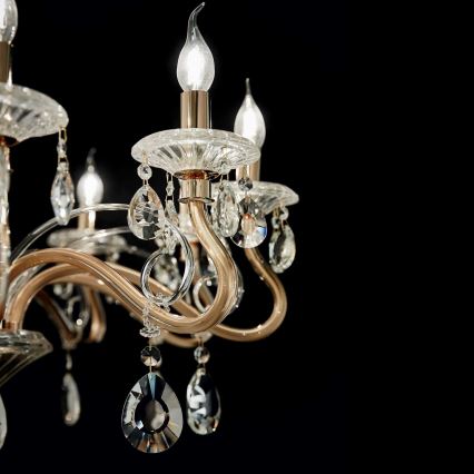 Ideal Lux - Kristalli-ketjukattokruunu NEGRESCO 8xE14/28W/230V halkaisija 73,5 cm kulta