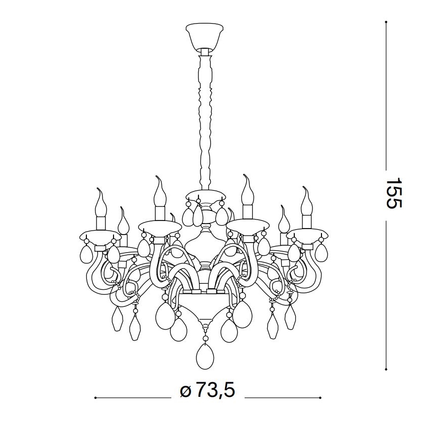 Ideal Lux - Kristalli-ketjukattokruunu NEGRESCO 8xE14/28W/230V halkaisija 73,5 cm kulta