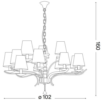 Ideal Lux - Kristalli-ketjukattokruunu PEGASO 12xE14/28W/230V halkaisija 102 cm kulta