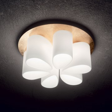 Ideal Lux - Kattovalo DAISY 6xE27/52W/230V halkaisija 60 cm kulta/valkoinen