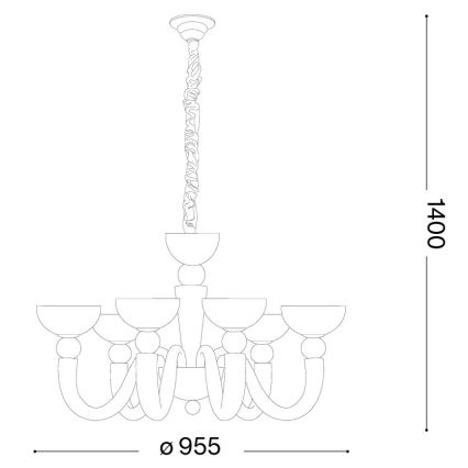 Ideal Lux - Ketjulla ripustettava kattokruunu BON BON 8xE14/28W/230V halkaisija 95,5 cm valkoinen