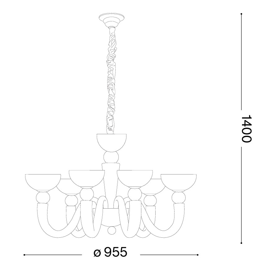 Ideal Lux - Ketjulla ripustettava kattokruunu BON BON 8xE14/28W/230V halkaisija 95,5 cm valkoinen