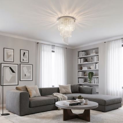 Ideal Lux - Kiinteä kristallikruunu CARLTON 12xE14/40W/230V halkaisija 50 cm kiiltävä kromi