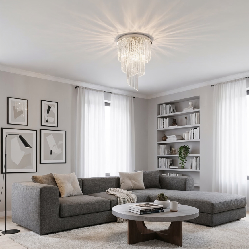 Ideal Lux - Kiinteä kristallikruunu CARLTON 12xE14/40W/230V halkaisija 50 cm kiiltävä kromi