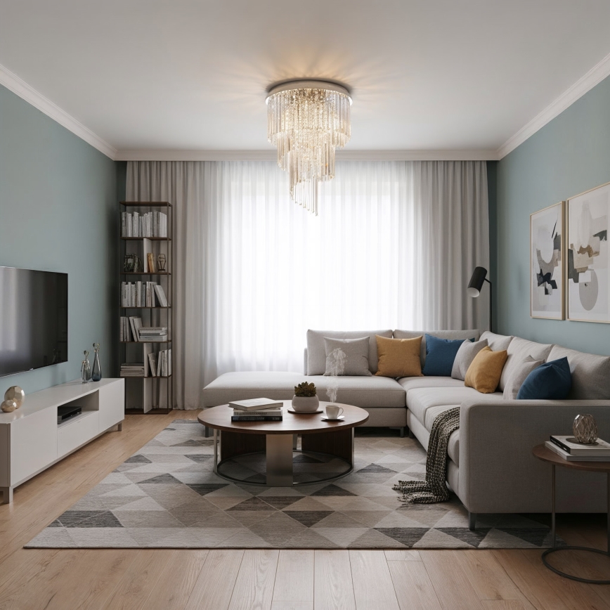 Ideal Lux - Kiinteä kristallikruunu CARLTON 12xE14/40W/230V halkaisija 50 cm kiiltävä kromi