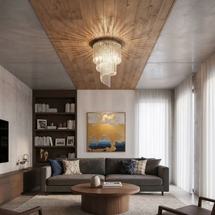 Ideal Lux - Kiinteä kristallikruunu CARLTON 12xE14/40W/230V halkaisija 50 cm kiiltävä kromi