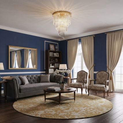 Ideal Lux - Kiinteä kristallikruunu CARLTON 12xE14/40W/230V halkaisija 50 cm kulta