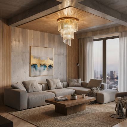 Ideal Lux - Kiinteä kristallikruunu CARLTON 12xE14/40W/230V halkaisija 50 cm kulta