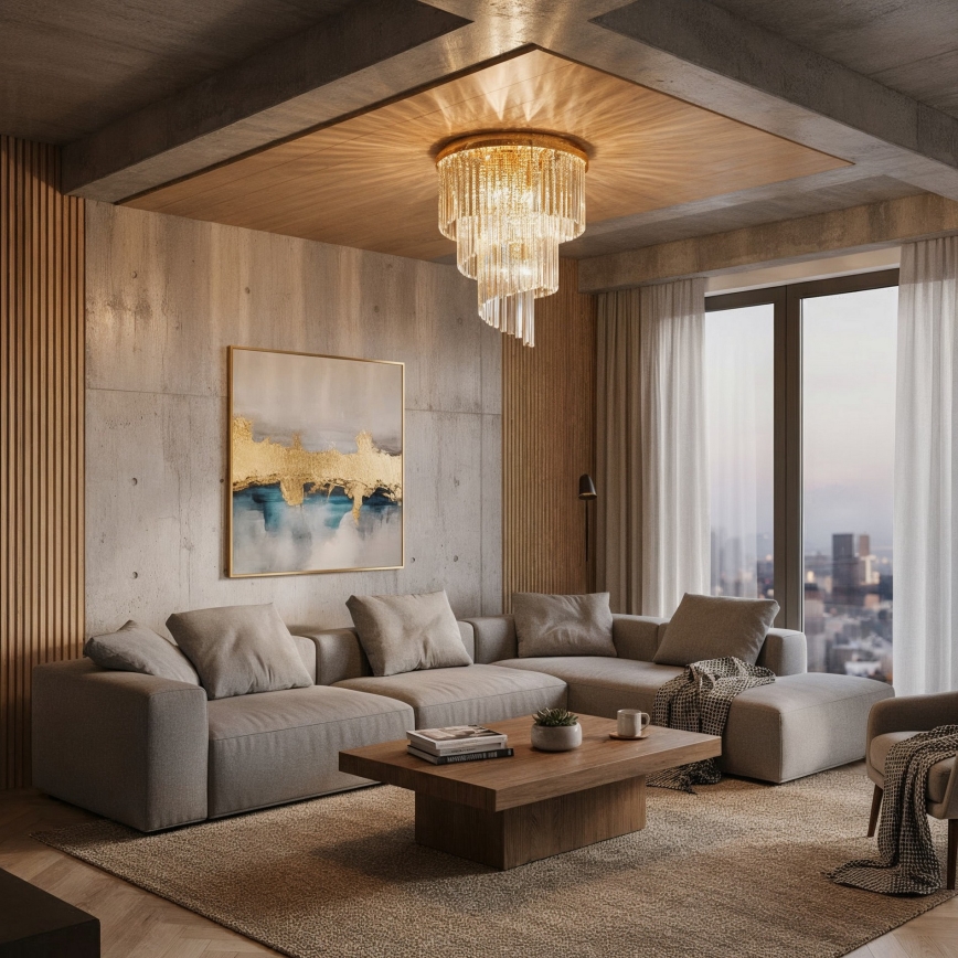 Ideal Lux - Kiinteä kristallikruunu CARLTON 12xE14/40W/230V halkaisija 50 cm kulta