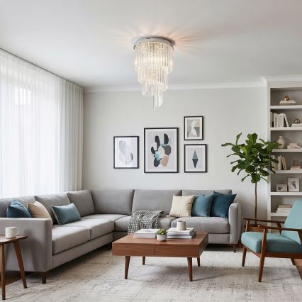 Ideal Lux - Kiinteä kristallikruunu CARLTON 8xE14/40W/230V halkaisija 40 cm kiiltävä kromi