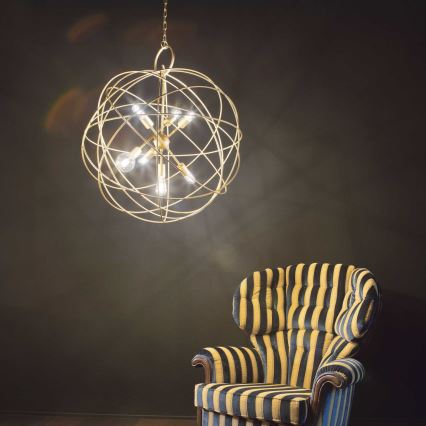 Ideal Lux - Ketjulla roikkuva kattokruunu KONSE 7xE27/60W/230V, halkaisija 80 cm, kultainen
