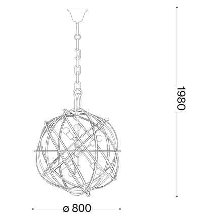 Ideal Lux - Ketjulla roikkuva kattokruunu KONSE 7xE27/60W/230V, halkaisija 80 cm, kultainen