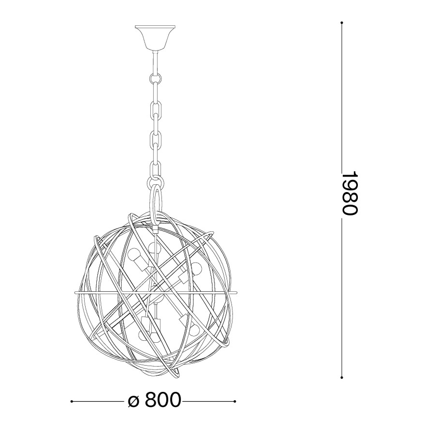 Ideal Lux - Ketjulla roikkuva kattokruunu KONSE 7xE27/60W/230V, halkaisija 80 cm, kultainen