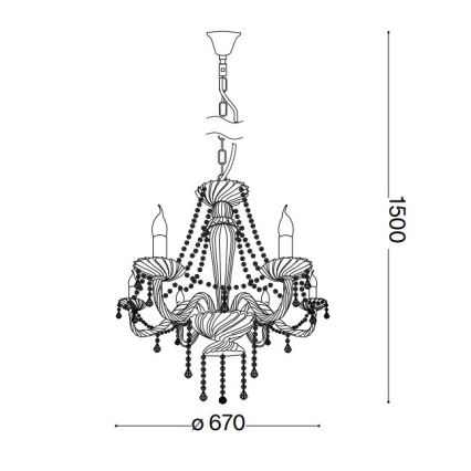 Ideal Lux - Kristalli-ketjukattokruunu AMADEUS 6xE14/40W/230V halkaisija 67 cm läpinäkyvä