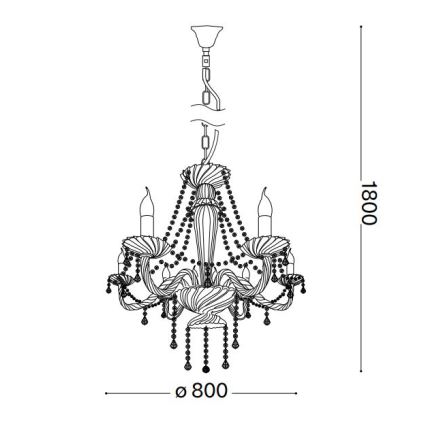 Ideal Lux - Kristalli-ketjukattokruunu AMADEUS 8xE14/40W/230V halkaisija 80 cm läpinäkyvä